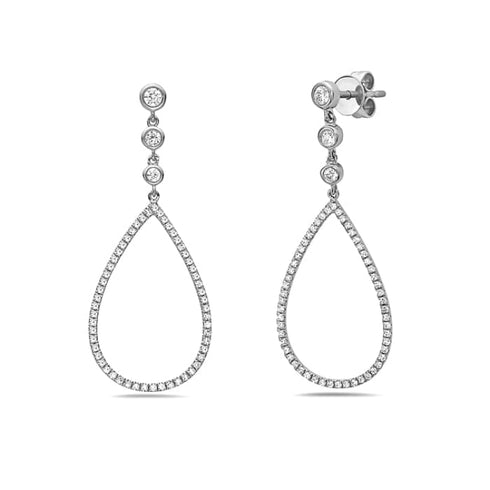 14K White Gold Diamond Dangle Earrings